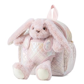 Moonkie Hug & Go™ Bunny Toddler Backpack – Soft Plush Bag with Detachable Toy for Girls Aged 2–4 | Perfect for Daycare | Travel & Birthday Gifts
