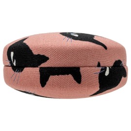 Pearl HO-4 092924 Glasses Case, Hard Type, Spring Type, Black Cat Pattern, Pink