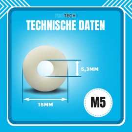 PROTECH Large Polyamide Washers DIN 9021 M5 | Pack of 25 Washers Polyamide Washers PA Plastic