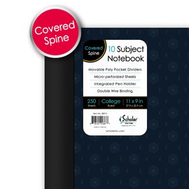 "iScholar iQ Poly Fashion Cover 10 Subject Notebook, College Ruled, 11"" x 8.5"", 250 Sheets, Designs Will Vary (58912)", fashion print dark