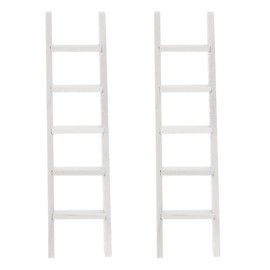 2pcs Small Wooden Ladder Fairy Toy Mini Furniture Woody Toy Wooden Toy Miniature Mini Ladder White