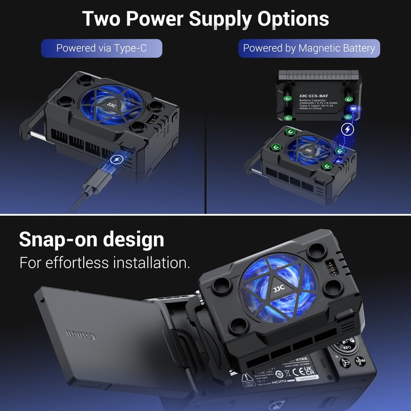 Camera Cooler Kit with Magnetic Rechargeable Battery,Semiconductor Quieter Cooling Fan