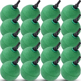 Reginary 20 Pcs Ball Air Stones 2 Inch for Fish Tank Aquarium Hydroponics Oxygen Bubble Diffuser Aerator Stones Bulk for Air Pump DWC Reservoir Pond Bucket and Aquatic Systems(Green)
