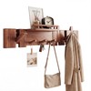 Mid Century Modern Wood Coat Rack Wall Mount with Shelf,