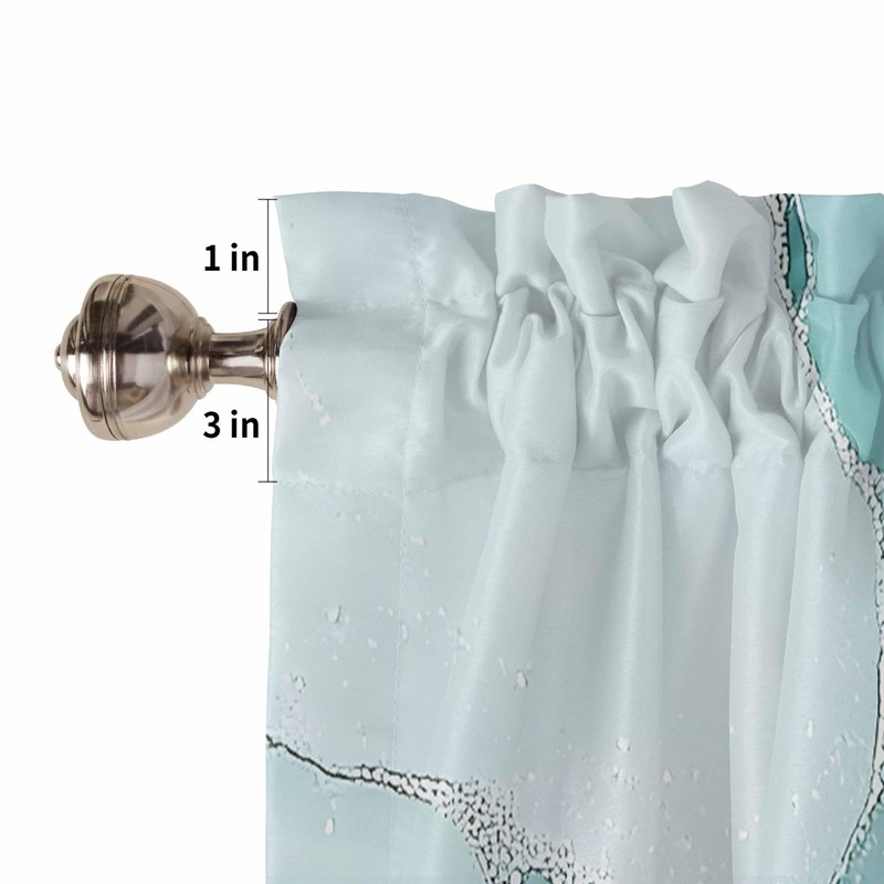 Hokiten Teal Marble Pattern Window Valance Curtains, Window Treatment for