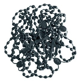 Christian Brands Rosario de cuentas de acrílico moldeado, color negro, con centro de mesa, 100 unidades