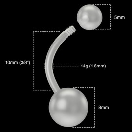 2pc 14g 1.6mm Belly Button Retainer Keeper Ring Flexible Bendable Clear Plastic Navel Piercing Rings Sport 10mm