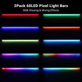 DJ Lights Bar with Stand 2 Pack: 39" RGB Color Mixing - APP & Remote Control - Music Sync Timer Setting - Flexible & Portable for Gaming Room Party Lights Mobile Events Small Stage Performances