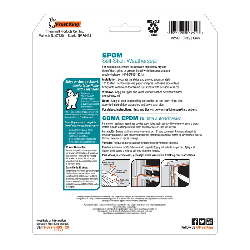 Frost King P D-Section Rubber Self-Stick Weatherseal Tape, 5/16" W,