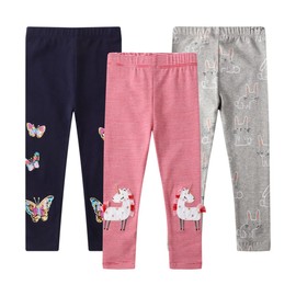 EmaoFun Girls Leggings,Full Length Cotton Tights Pants,Pack of 3(3-7 Years)(Color3,7T)