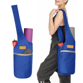 ALLEN & MATE Large Yoga Mat Bag Carrier Sport Gym Exercise Bag with Face Towel, Fit Most Size Mats (Crystal Blue)