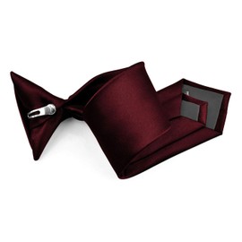 Moda Di Raza Boys Tie, Woven Fabric Microfiber With Clip, Kids Tie, Clipon Neckties For Boys, Wide 2.5 Inch, 11 Inch Long, Burgundy