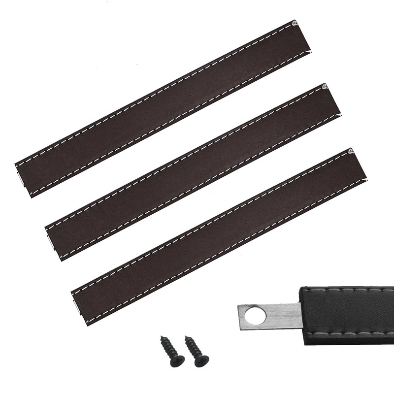 Begino 2PCS Brown Leather Drawer Handles with Mounting Screws -