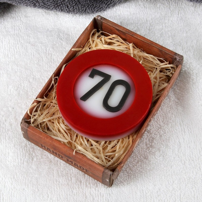 Lustapotheke® Handmade Soap for 70th Birthday in Traffic Sign Look