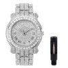 Techno Pave Men's Iced Diamond 45mm Metal Band Watch -