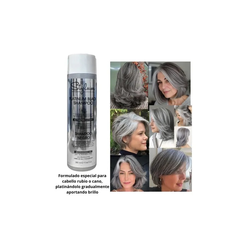 Shampoo Matizador Platinum Black Cabello Cano Gris Plata
