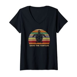 Womens Save the Turtles -Vintage Style V-Neck T-Shirt