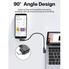 YACSEJAO 9 Inch Micro USB Cable Short USB A to Left & Right Angle Micro USB Charging and Data Transfer Cable for Phone, Dash Cam, Camera (USB Left Angle)