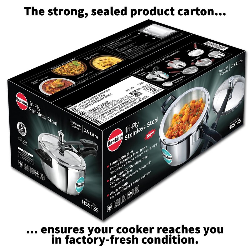 Hawkins 3.5 Litre Triply Stainless Steel Pressure Cooker, Inner Lid