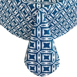 Newbridge Ikat Sand Dollar Print Flannel Backed Vinyl Tablecloth, Boho Chic Indoor Outdoor Vinyl Tablecloth with Flannel Backing, 60 Inch x 84 Inch Oval, Teal