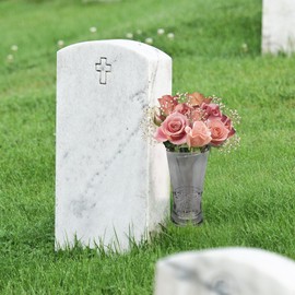 Cemetery Vase for Grave Decorations with Metal Spike, Grass Vase for Memorial Markers, Graveside Decor Sign for Outdoor Yard Lawn