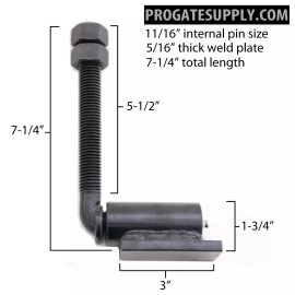 Pro Gate Supply 3/4" J-Bolt Gate Hinge | Heavy Duty 7" Adjustable Barrel | 2 Pairs (4 QTY)