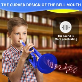 PAMPET Professional Plastic Bb Trumpet Standard Trumpet Set for Student Beginner With 7C Mouthpiece and 3C Mouthpiece,Bb Trumpet Instrument, Blue