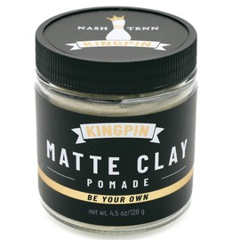 Matte Clay by KINGPIN. Hydrating clay pomade with medium hold and matte finish. 2.5 oz.