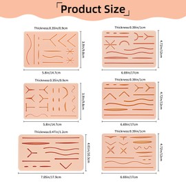 22 Pcs Suture Practice Kit Incudes 6 Silicone Suture Practice Pads with Pre-Cut Wound, Mosquito Forceps,Needle Holder, Suture Scissors 12 Needle & Threads for Medical Vet Dental Nursing Training