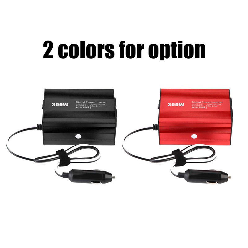 300W Digital Power Inverter Dual-USB-Port DC 12V to AC 110V