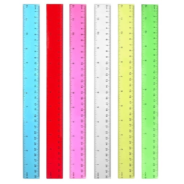 Plastic Ruler Set, 6 Pcs Plastic Transparent Ruler, Transparent Straight