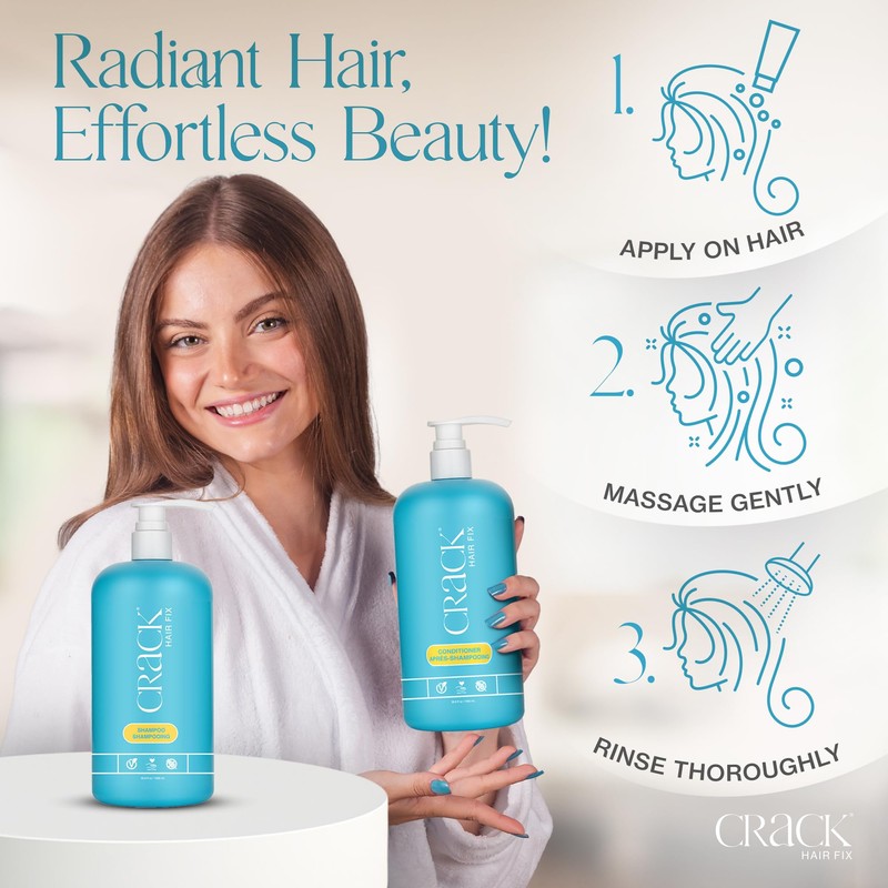 CRACK HAIR FIX Shampoo and Conditioner Set, 33.8 oz Each