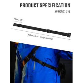 TACTICAL_GEEK TGBelt7 Chest Strap Backpack, Nylon Sternum Strap with Quick Release, Adjustable Non-Slip Stabilisation Strap for Backpack, Compatible with Molle System, Black