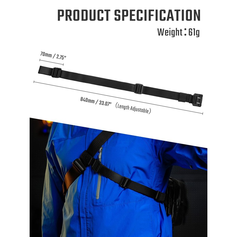 TACTICAL_GEEK TGBelt7 Chest Strap Backpack, Nylon Sternum Strap with Quick