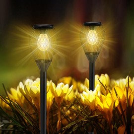 MAOKOT Solar Lights Outdoor, Solar Garden Lights IP65 Waterproof Solar Powered Outdoor Lights for Outside Patio Pathway Yard Decorations (Warm White)