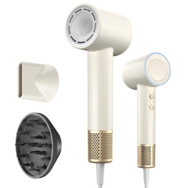 Zibtes Plasma Ionic High-Speed Hair Dryer 110 kRPM Motor,White. High-Density Plasma&Negative Ions for Frizz Control & Scalp Care, Low-Noise Design, Magnetic Nozzle/Diffuser - Home, Salon & Travel Use