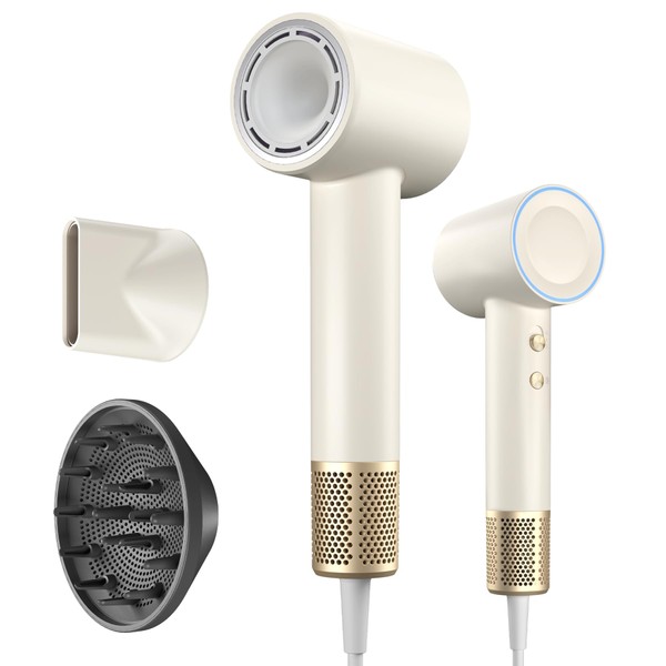 Zibtes Plasma Ionic High-Speed Hair Dryer 110 kRPM Motor,White. High-Density