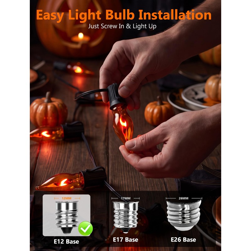 12PK Flickering Flame Light bulbs, Halloween Light Bulbs for Chandeliers