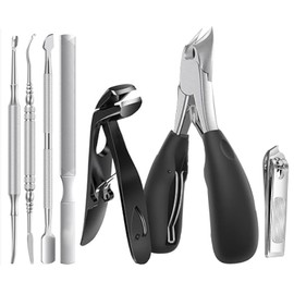 HEYMKGO Toenail Clippers for Thick & Ingrown - Professional Anti-Fling Nail Clipper Set with Catcher, Sharp Pedicure Tools for Men/Women/Elderly