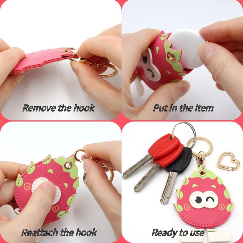 MC Fashion Cute Flower PU Leather Keychain Holder for AirTag