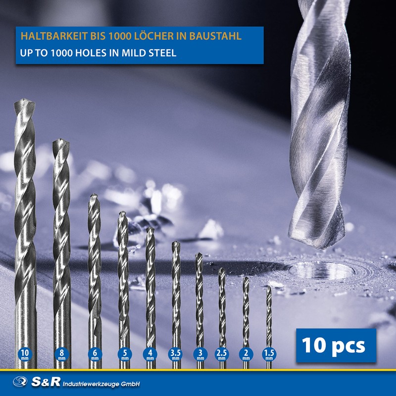 S&R drill bit set, 15-piece, 23 pieces, in plastic box