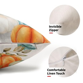 Fall Maple Leaves Lumbar Pillow Covers 12X20 In Teal Orange White Green Pumpkins Decorative Couch Pillow Cases Set of 2 Autumn Thanksgiving Throw Pillows Farm Decor For Room Porch Patio Couch Outdoor