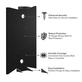 Yuluoxiang 40pcs 6-Inch Black Cable Protector Plates for Wood Studs - Heavy Duty Steel Nail Plates for Electrical Wire Protection, Sturdy and Long-Lasting Electrical Stud Guards - Easy Installation