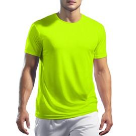 YumiDay Mens Running Shirts(Neon Yellow,XL)
