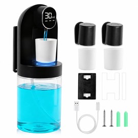 Mouthwash Dispenser for Bathroom, Automatic Mouthwash Dispenser, 20.29 oz Touchless Electric Wall Mounted Mouth Wash Dispenser, 4 Modes with 4 Magnetic Cups for Kids & Adults,Bathroom Accessories Set
