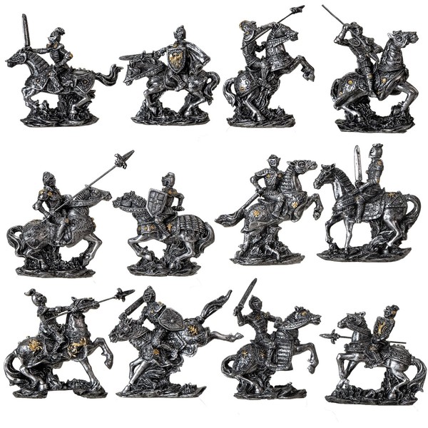 Ebros Gift Set of 12 Medieval Heavy Armored Cavalry Horse