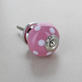 G Decor Polka Dot Spotted Round Ceramic Door Knob Vintage Shabby Chic Cupboard Drawer Pull Handle 4502 (Pink)