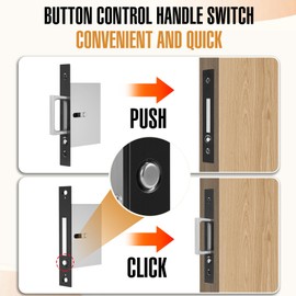 Pocket Door Lock, Sliding Door Locks, barn Door Locks，Pocket Door Hardware，Sliding Door Hardware，Hidden Handles, for Doors 1 3/8" to 2 2/8" Thick (Black, Privacy Type)