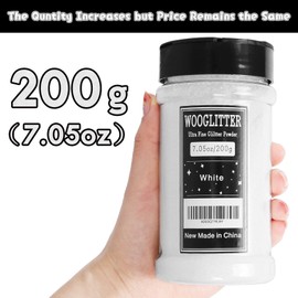 Ultra Fine White Glitter, 7.05 Oz (200g), Fine Glitter for Resin Crafts Nails Tumblers Slime Cosmetic and Festival Decoration - White Fine Glitter Bulk