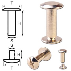 15 Schraubnieten Gürtelschrauben Buchschrauben Chicagoschrauben Nieten zum Schrauben 12MM nickel-glänzend